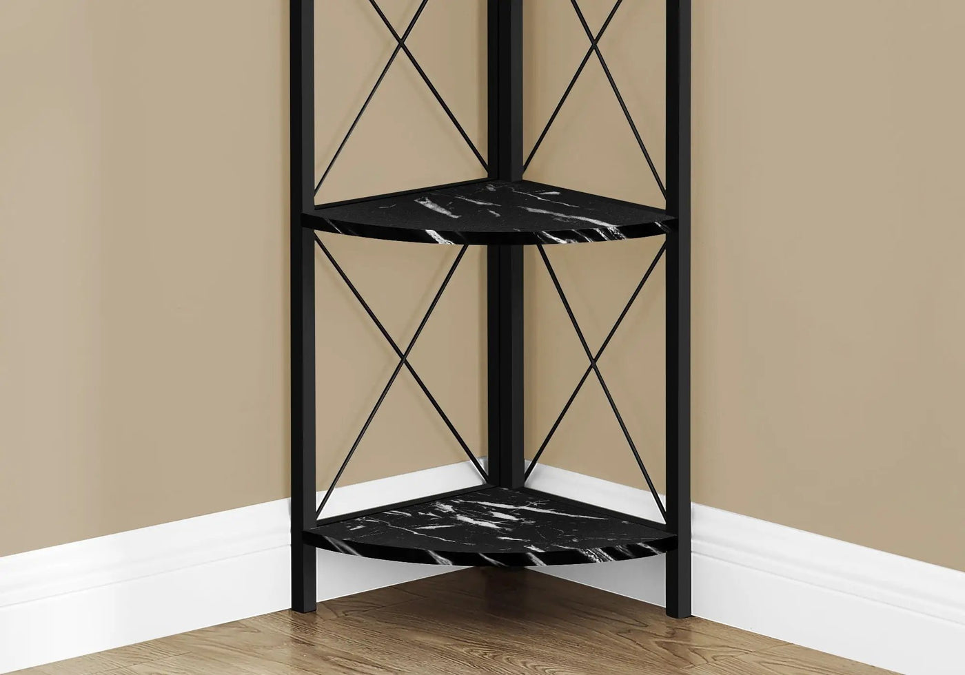 4-Tier Corner Bookshelf with Marble Look and Metal Frame by HouseOfZazla