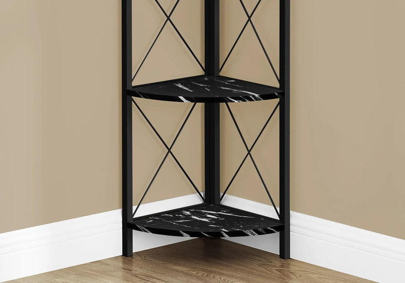 4-Tier Corner Bookshelf with Marble Look and Metal Frame by HouseOfZazla