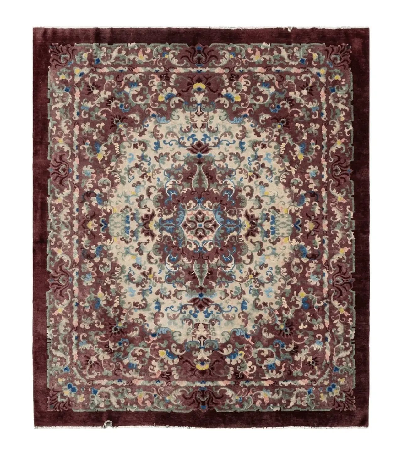 8' X 10' Vintage Handmade Chinese Art Deco Peking Nichols Wool Rug Flowers Nice by Jewel Rugs