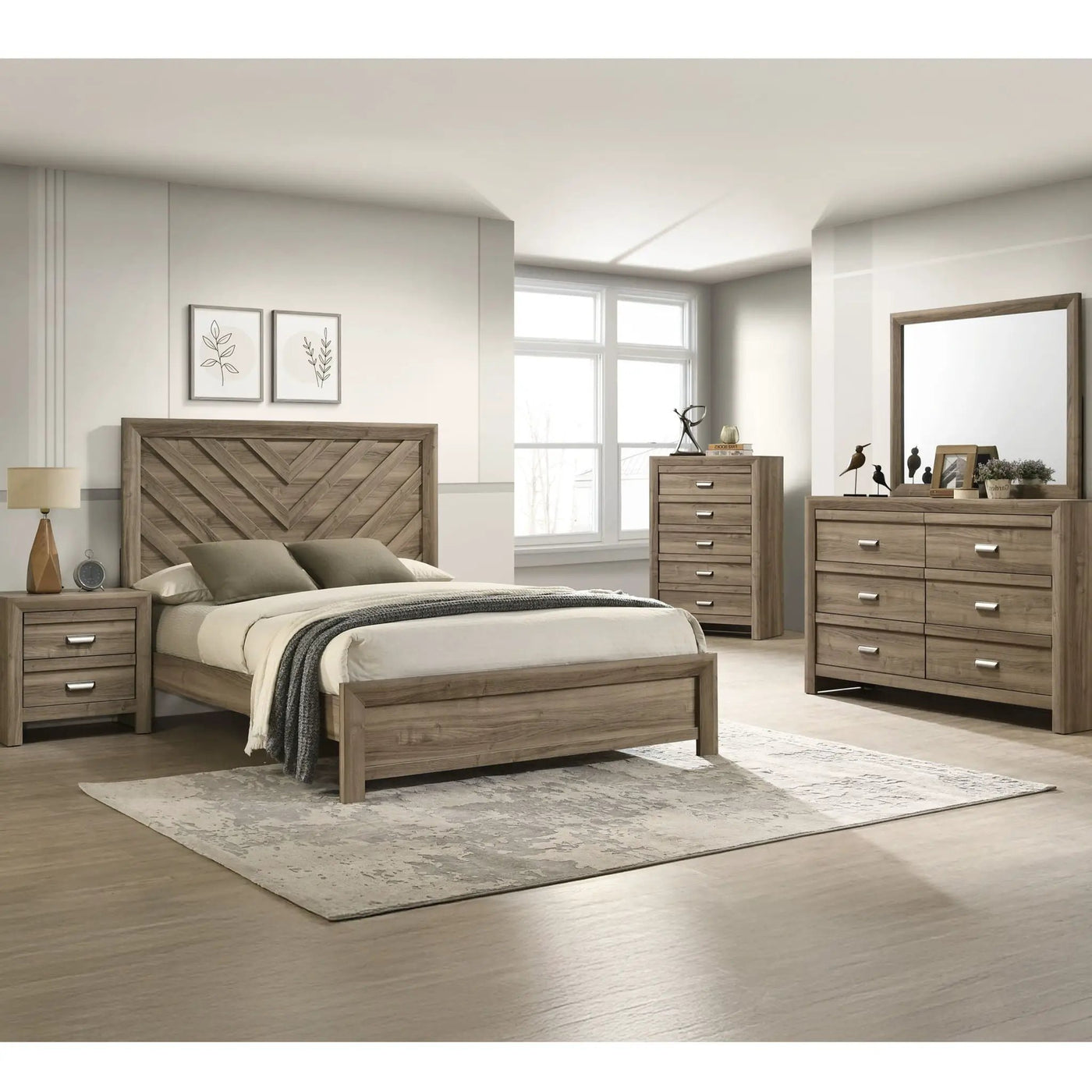 Modern Chevron Patterned Headboard Bed by HouseOfZazla