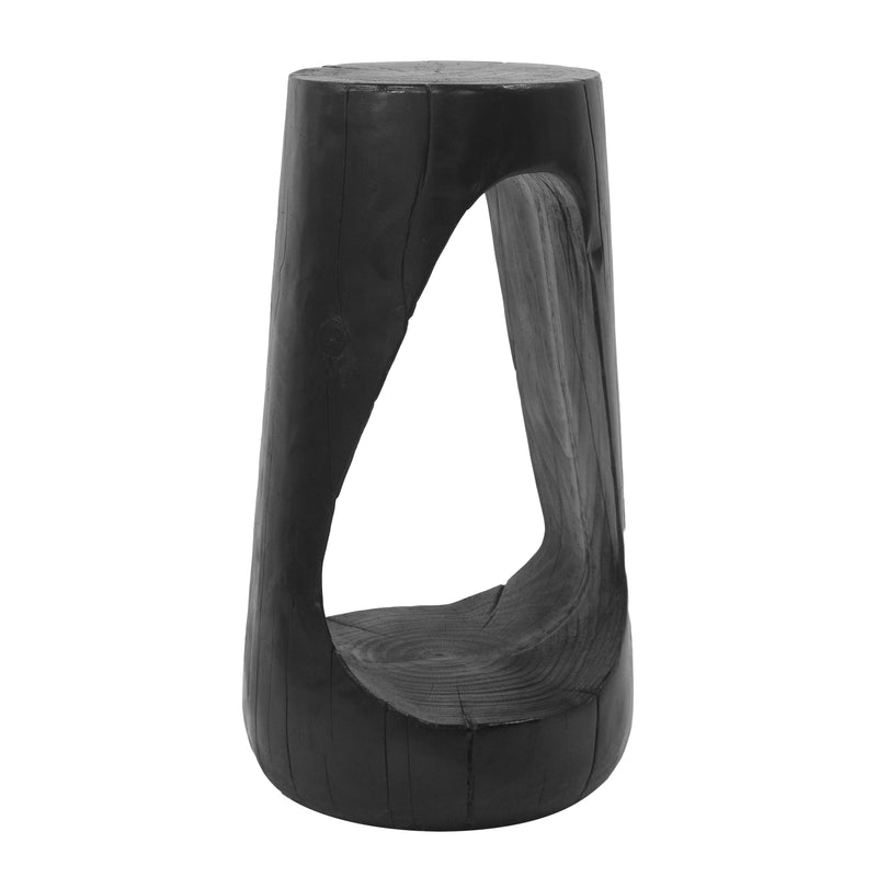 Hollow Design End Table with Wood Like Texture, and Black Color by BLAKHOM