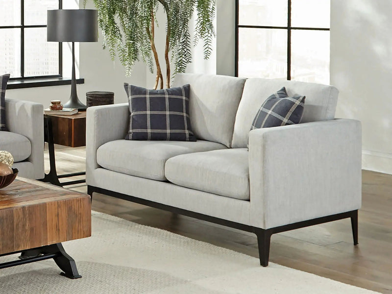 Apperson Upholstered Track Arm Loveseat Light Grey by Unique Piece Furniture