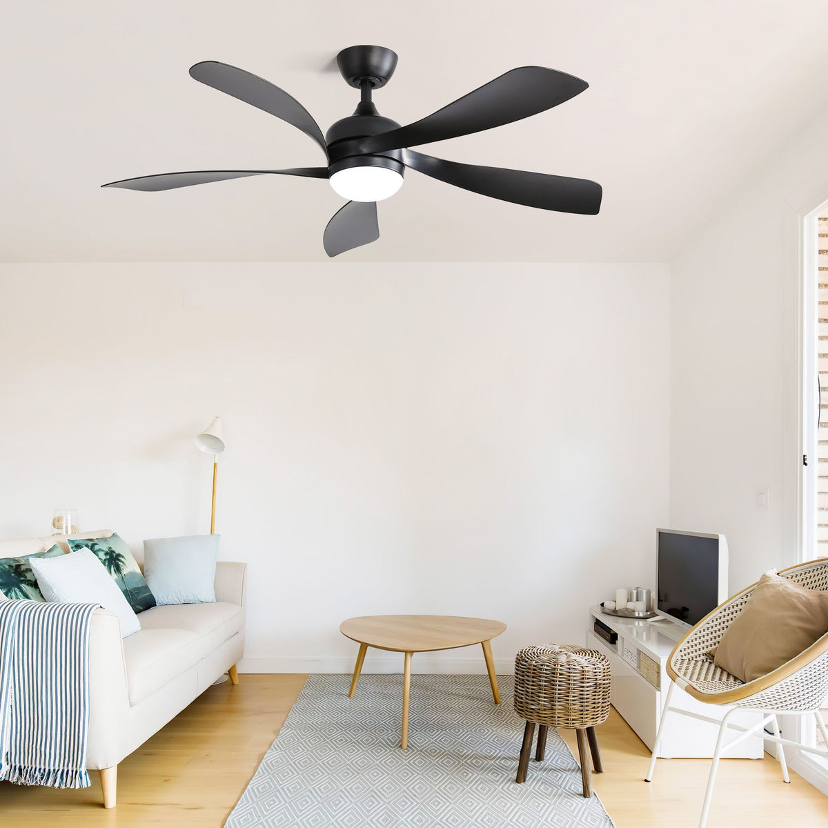 45-Inch Ceiling Fan with DC Motor and Integrated Light - Wood Grain, photo 9 of 12
