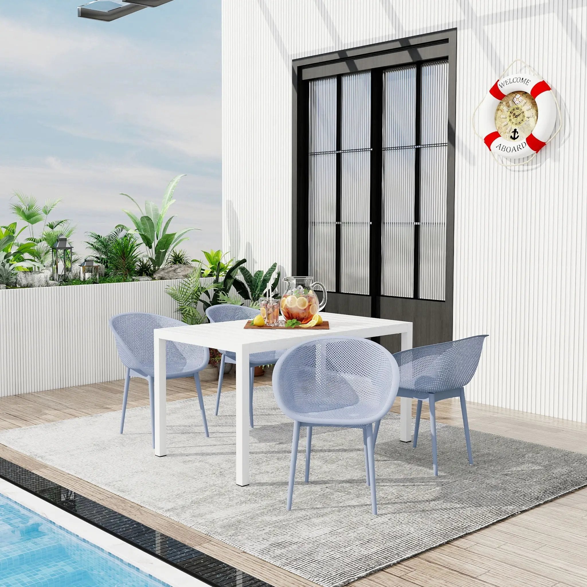 4 Pack Lounge Chair Set With Long Table by Unique Piece Furniture