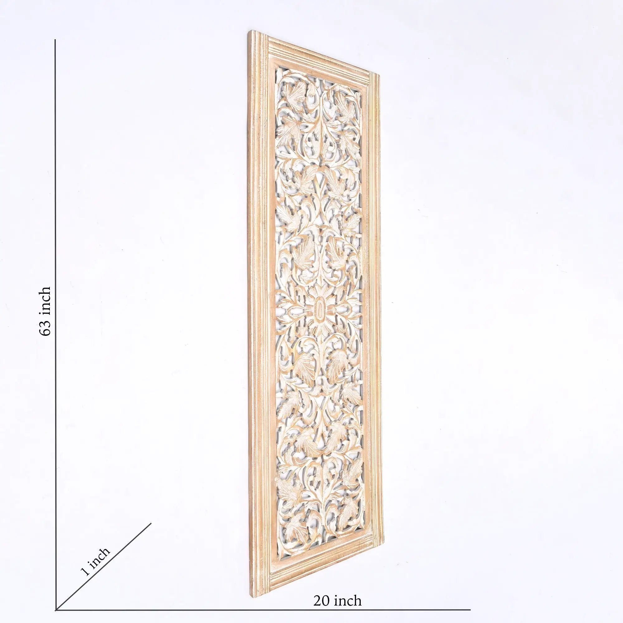 Floral Hand Carved Mandala Rectangular Wall Decor Accent - Gold / White by HouseOfZazla