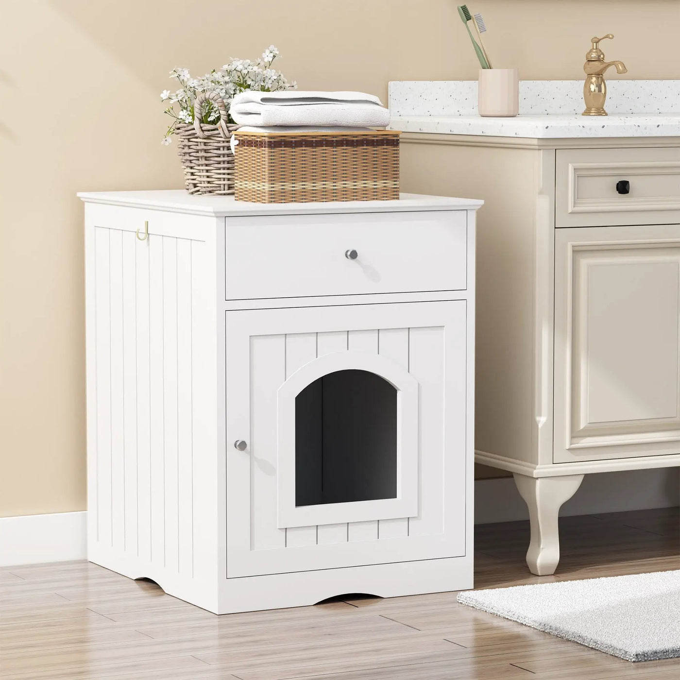 Pet House Cat Litter Box Enclosure With Drawer, Side Table by HouseOfZazla