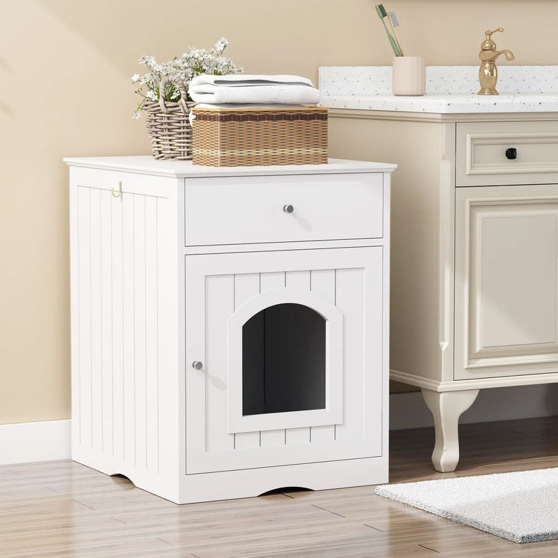 Pet House Cat Litter Box Enclosure With Drawer, Side Table by HouseOfZazla
