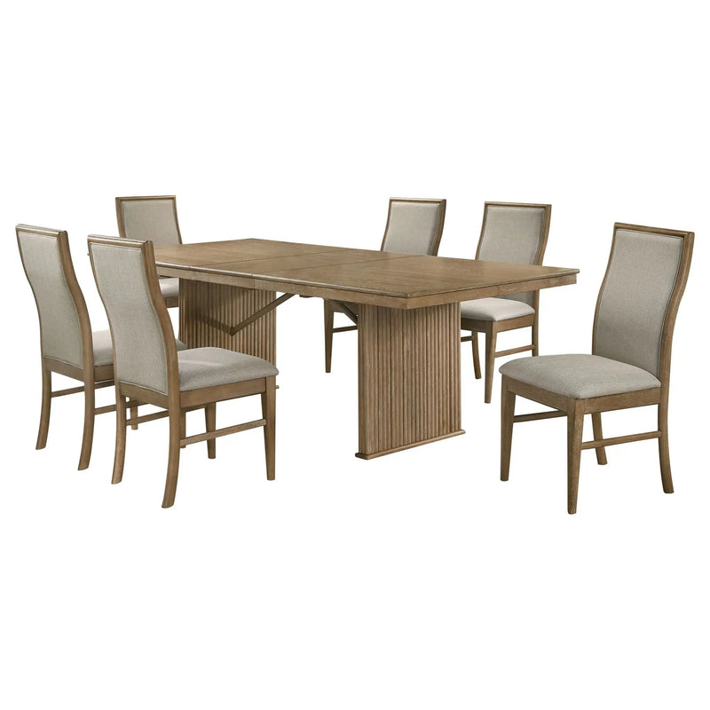 Adina 7-piece Extension Dining Set Distressed Light Brown by Unique Piece Furniture