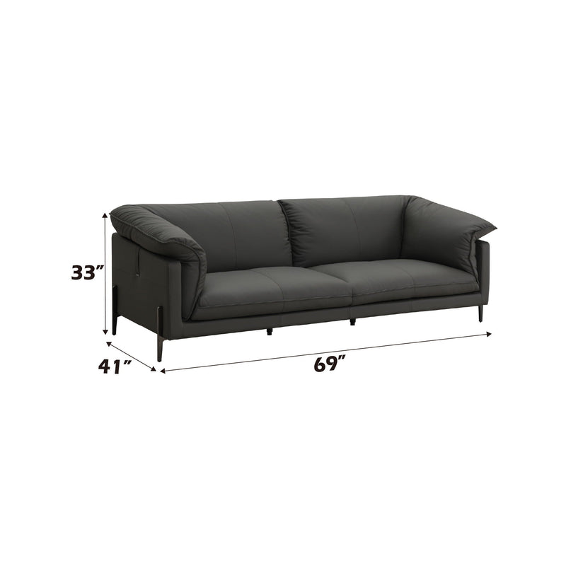 Top Grain Leather Loveseat with Memory Foam Cushions - Black, photo 3 of 4