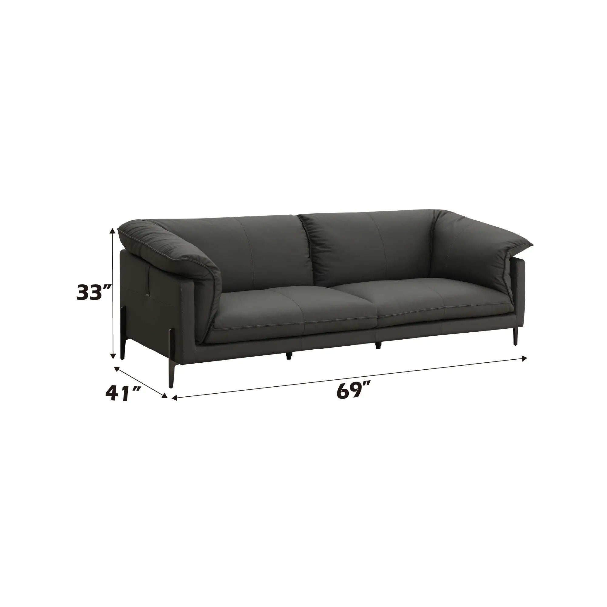 Tadi - Top Grain Leather Loveseat - Black by HouseOfZazla