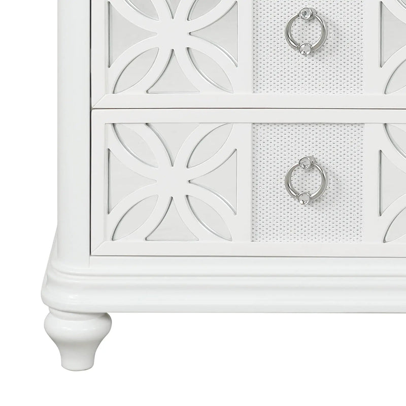 Abigale - Nightstand With Mirror Top, LED Lighting (Includes Mirror And Nightstand) - White by HouseOfZazla
