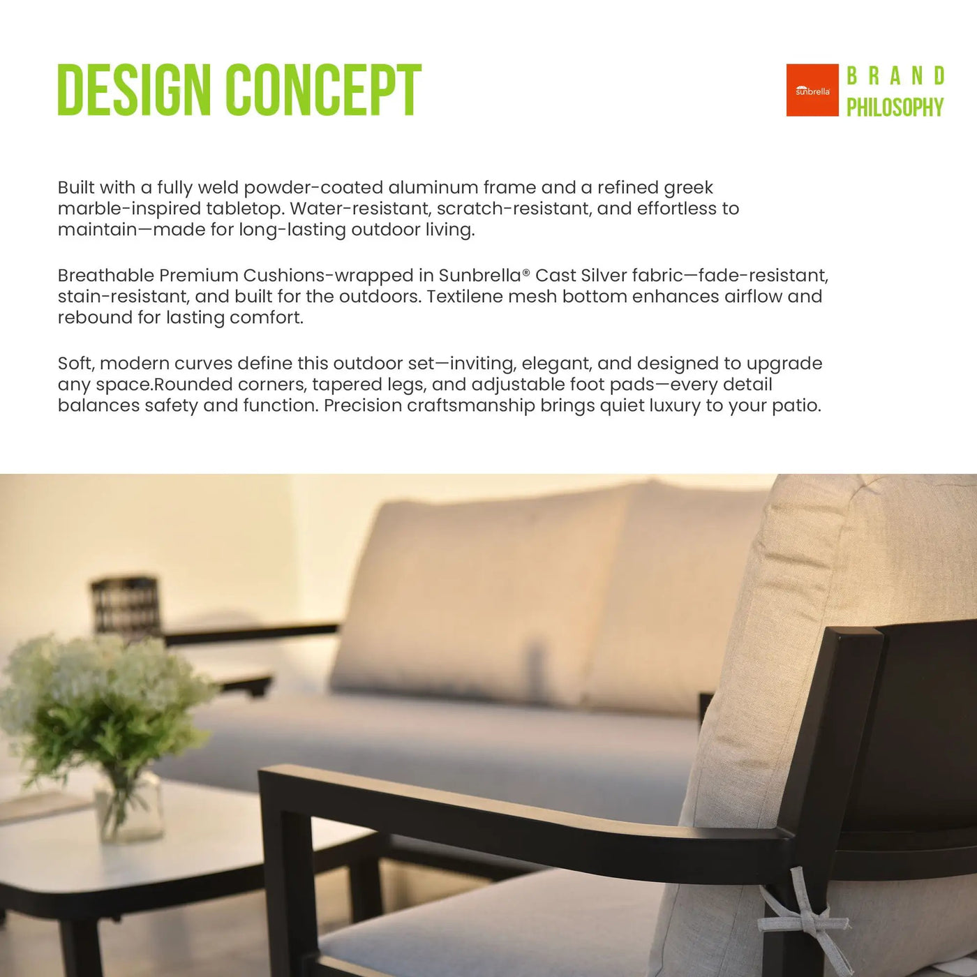 Outdoor Patio Furniture Chat Set with Sunbrella Cushions and Side Table by HouseOfZazla