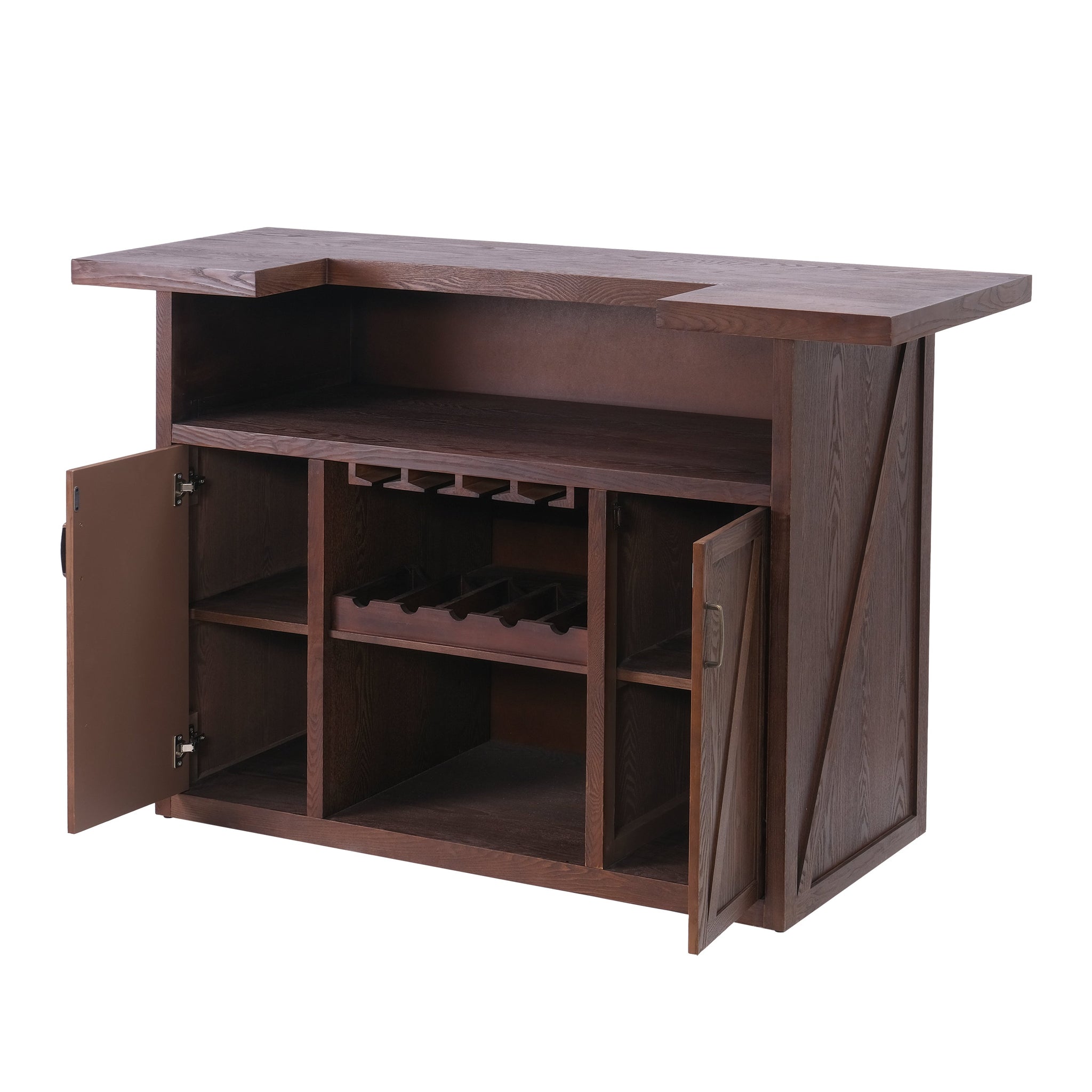 41.35"H Bar Table or Wine Cabinet - Brown Antique by HouseOfZazla