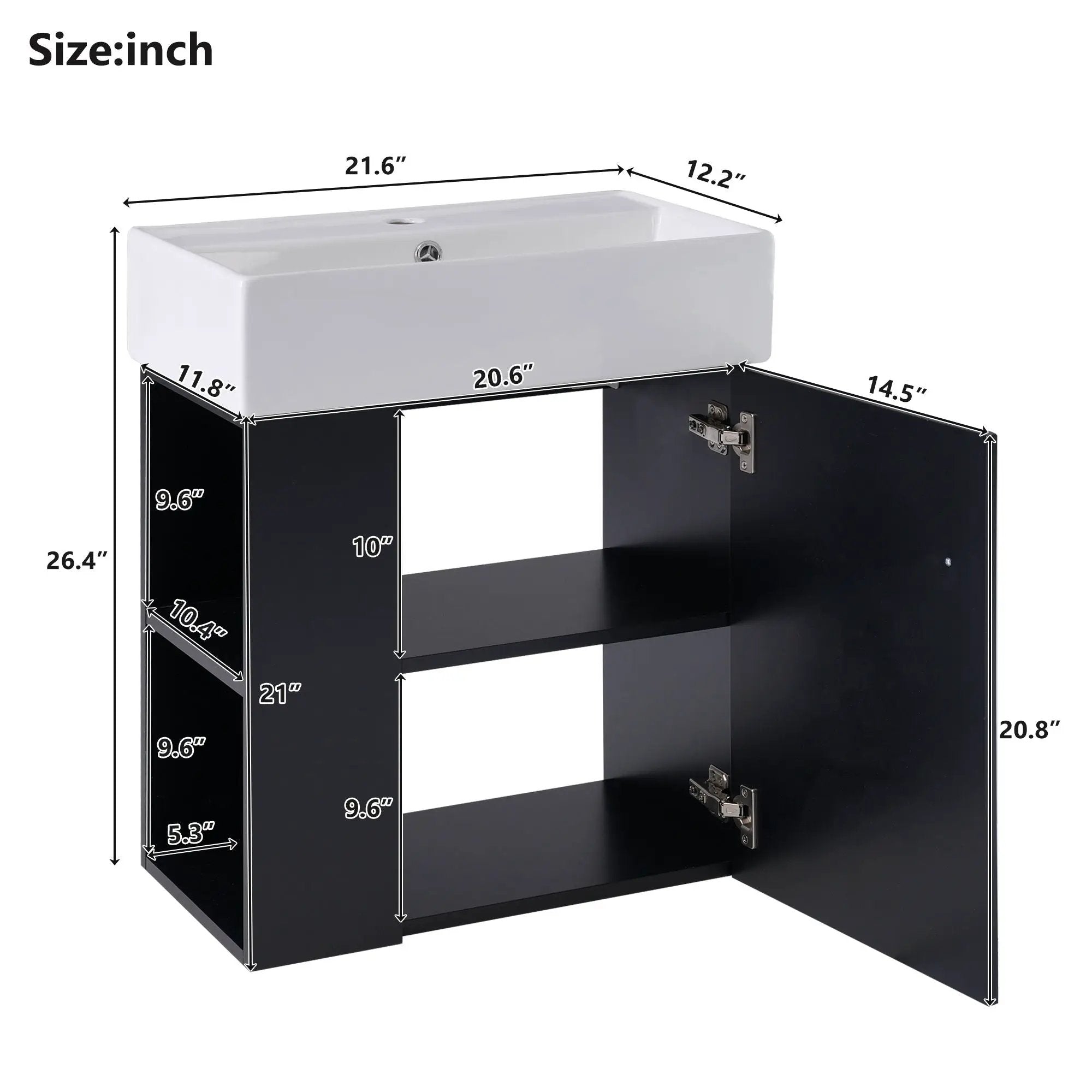 Modern Floating Bathroom Vanity With Ceramic Basin Perfect For Small Bathrooms by HouseOfZazla