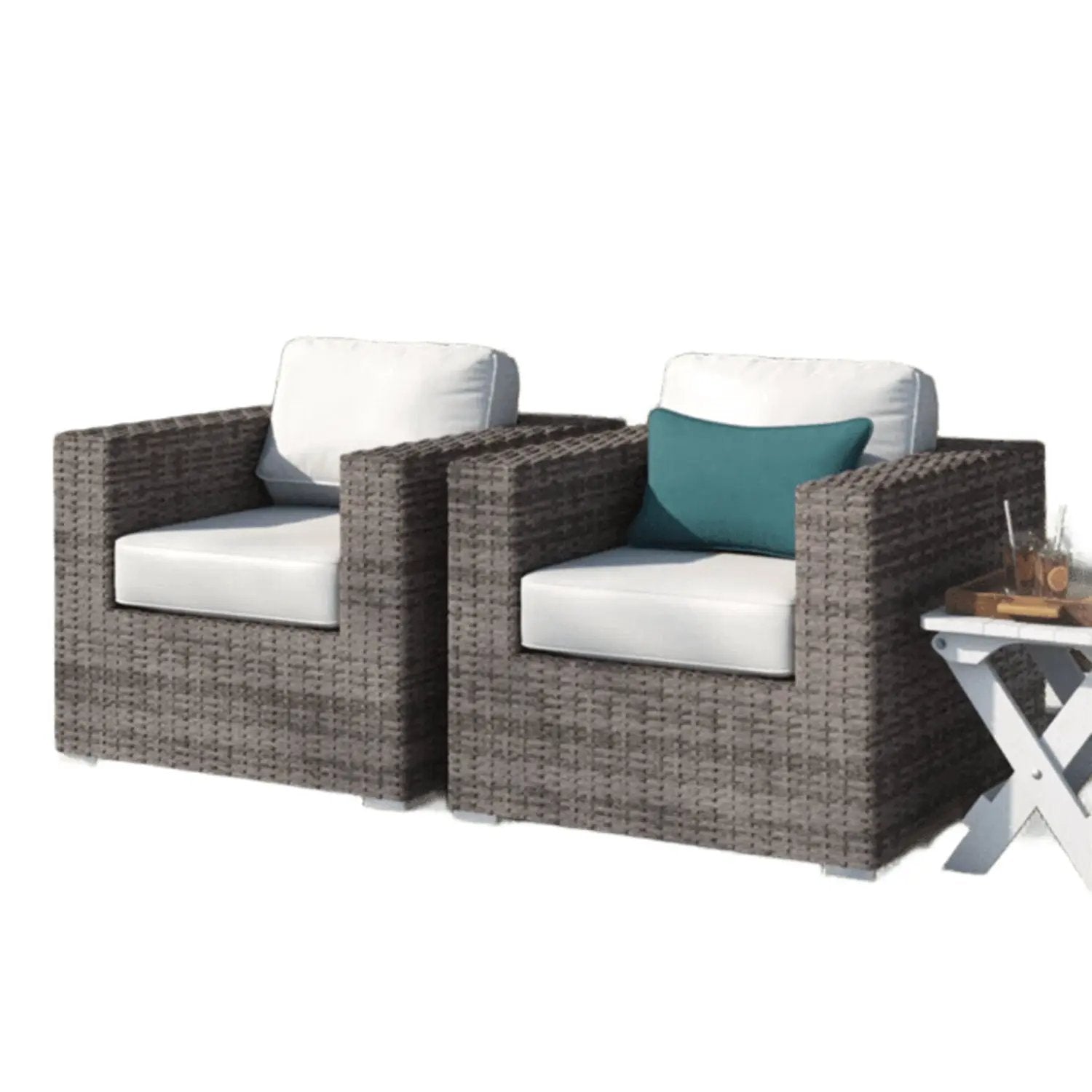 Grade - Club Patio Chair With Sunbrella Cushions (Set of 2) - Gray Mix / White by HouseOfZazla
