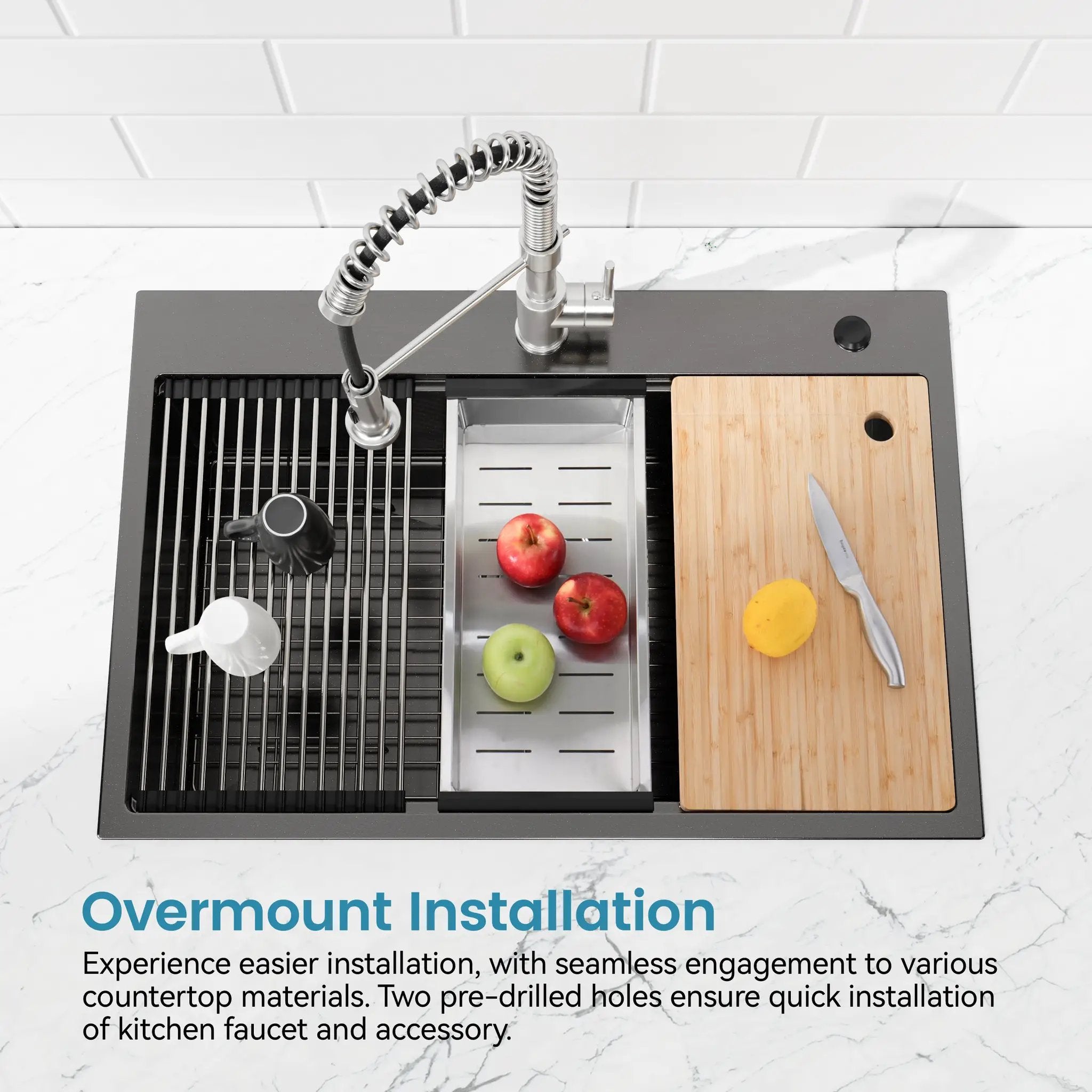 Stainless Steel Kitchen Sink, 33″x22″ Single Bowl, Overmount Handmade Sink by HouseOfZazla