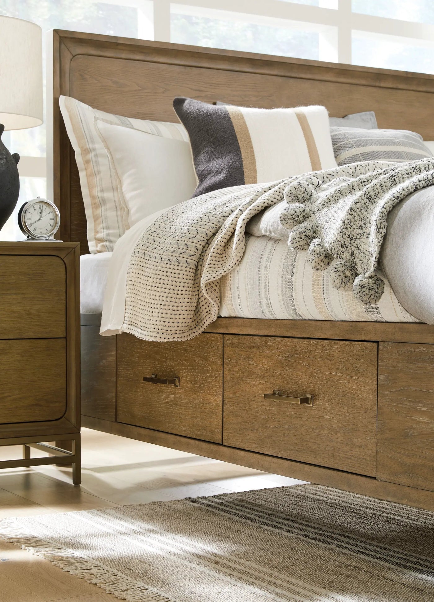 Lindon - Complete Panel Bed With Storage Rails - Belgian Wheat by Unique Piece Furniture