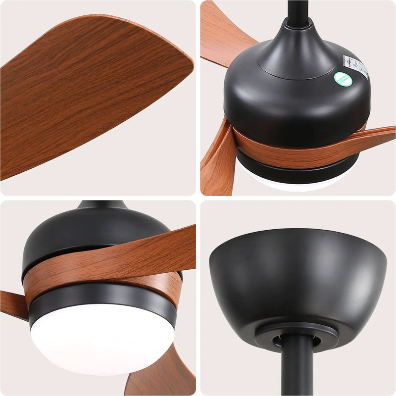 Ceiling Fan With 3 Blades, Remote Control, Reversible DC Motor, Noiseless Operation, 3 Downrods by Unique Piece Furniture