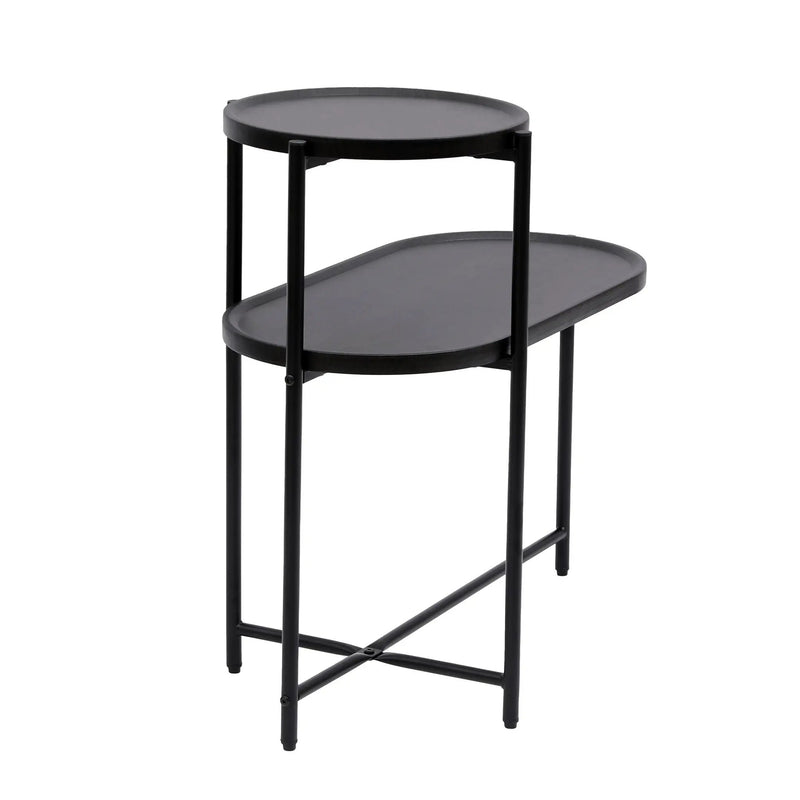 Round Coffee Table With Storage Tray 2 Tier Oval End Tables Wooden Small Side Table For Living Room by HouseOfZazla