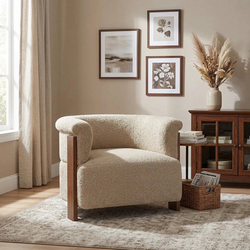31.7" Mid-Century Curved Barrel Accent Chair by HouseOfZazla