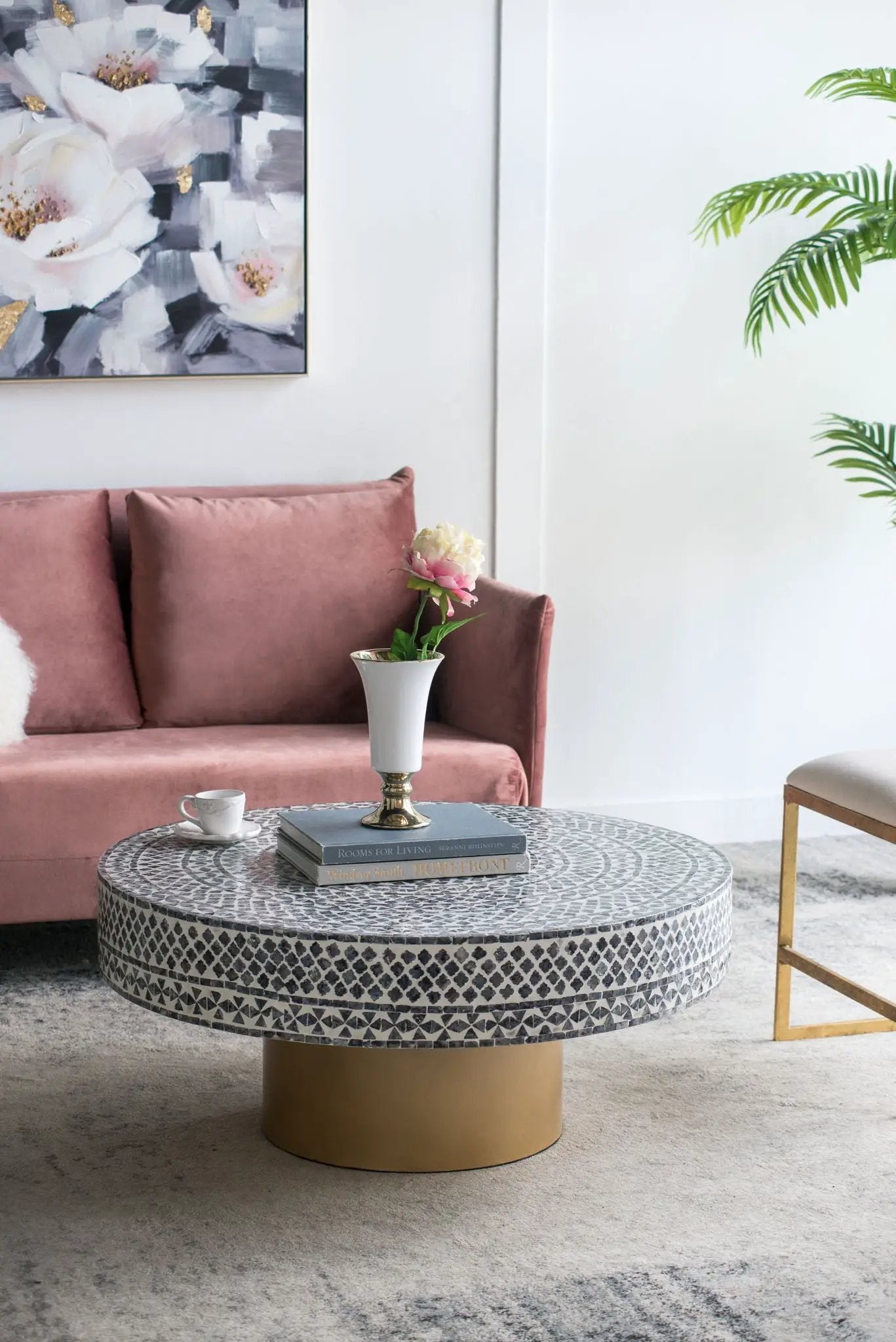 Unique Capiz Coffee Table & Pedestal Base by HouseOfZazla