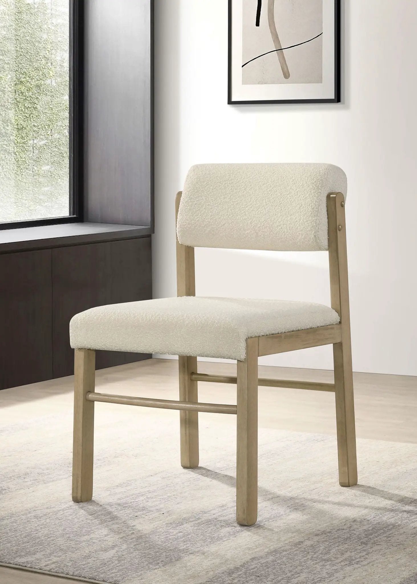 Kehoe Upholstered Dining Side Chair Cream and Natural Oak (Set of 2) by Unique Piece Furniture