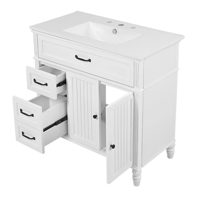 Bathroom Vanity With Sink, Freestanding Cabinet & Drawers by HouseOfZazla