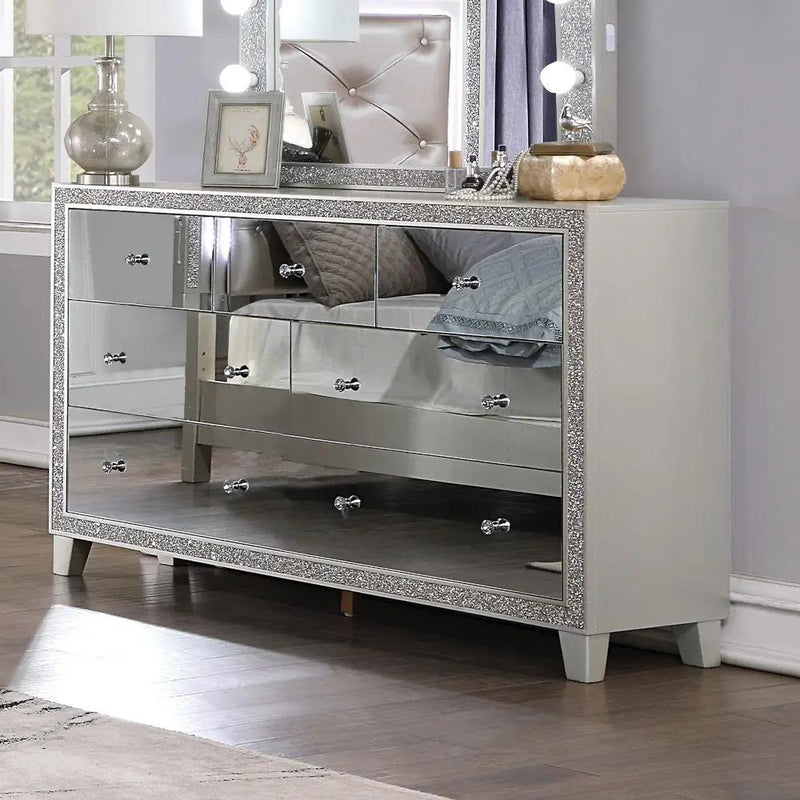 Mirrored Champagne Dresser Self Closing Drawers