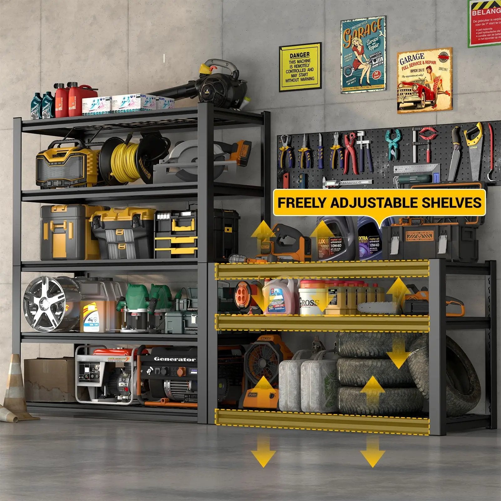 Garage Storage Rack, 5 Layer Adjustable Shelving Unit For Warehouse - Black by HouseOfZazla