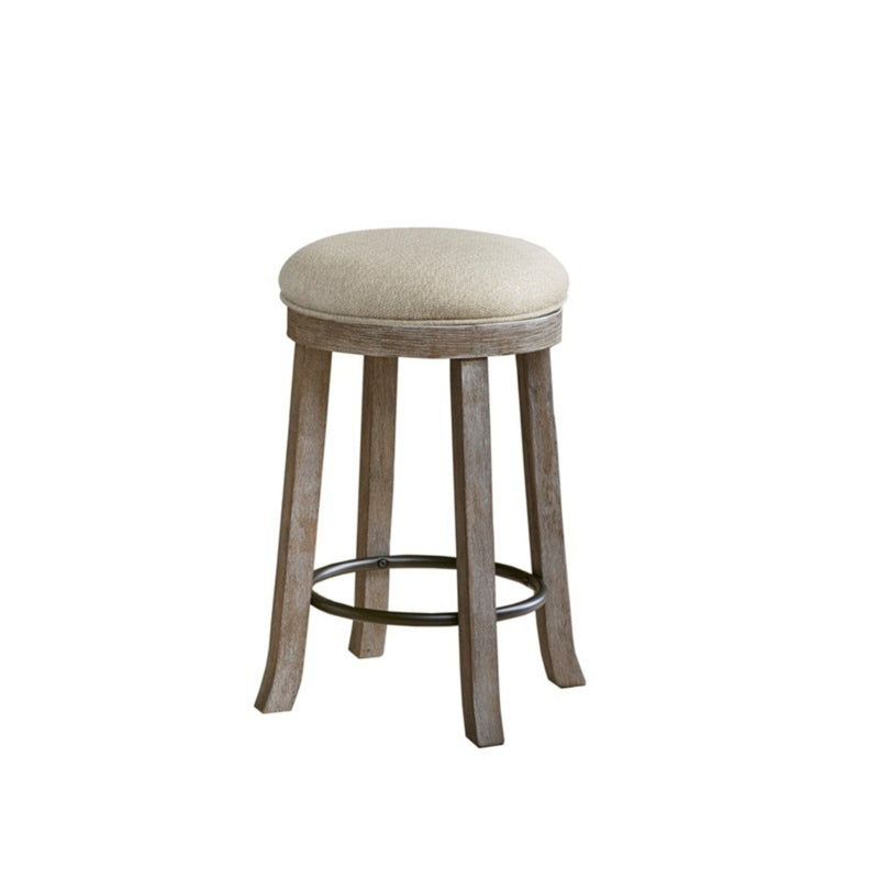 Swivel Counter Stool with 360-Degree Swivel Seat - Cream / Reclaimed Gray
