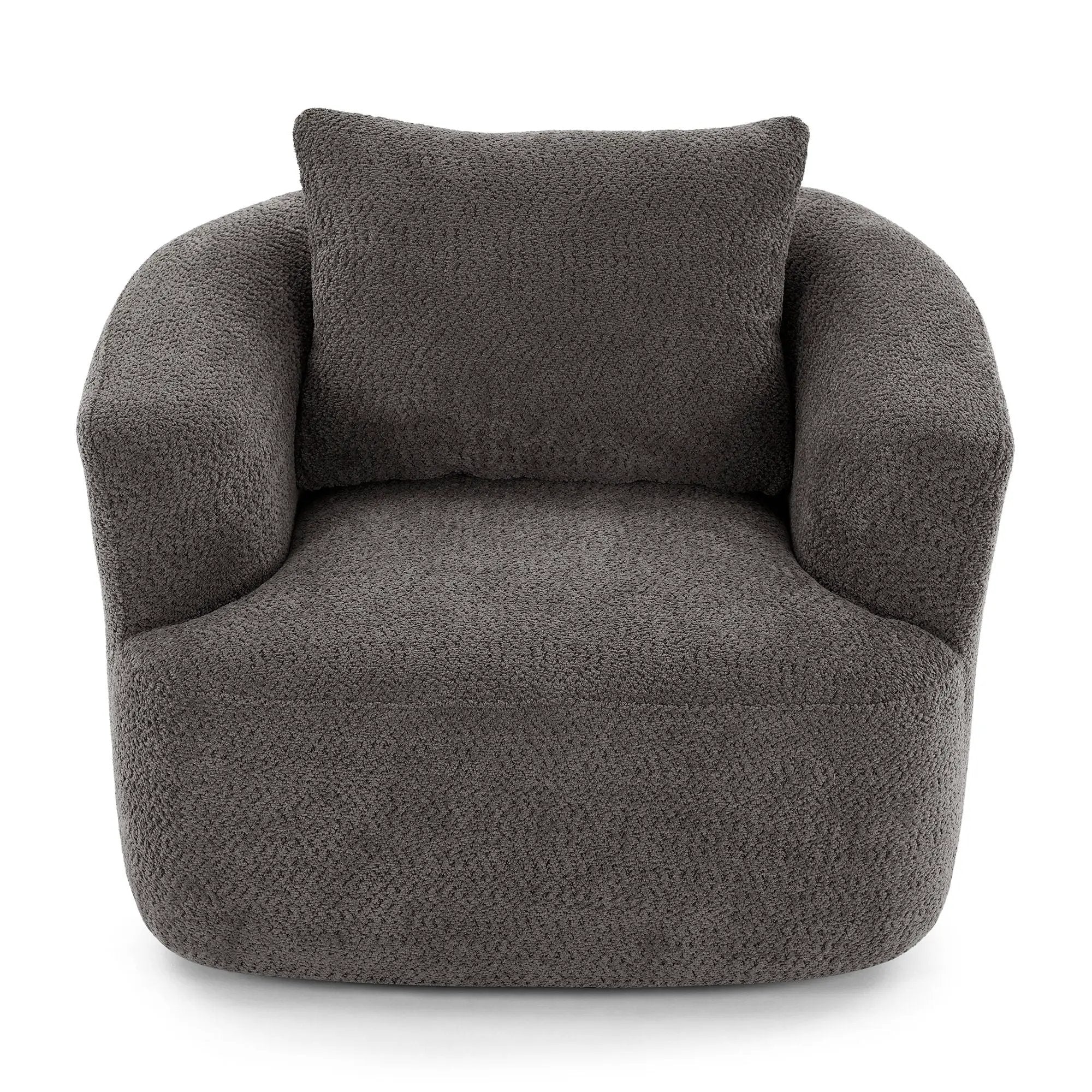 360° Swivel Barrel Sofa Chair With Throw Pillow, Upholstered Accent Chair by Unique Piece Furniture