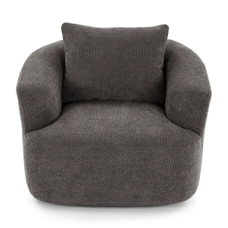 360° Swivel Barrel Sofa Chair With Throw Pillow, Upholstered Accent Chair by HouseOfZazla