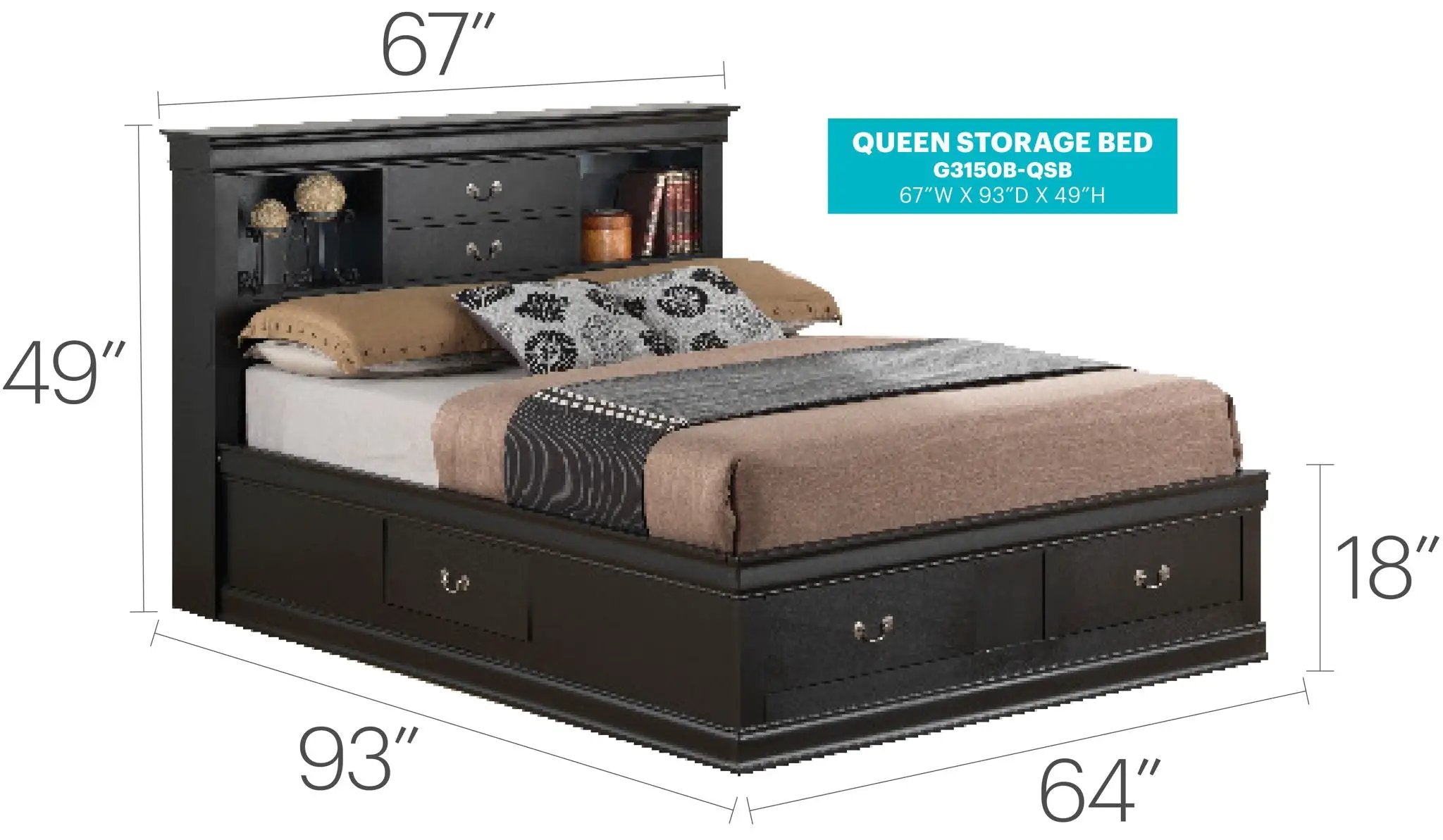 Traditional Style Bookcase Storage Bed by HouseOfZazla