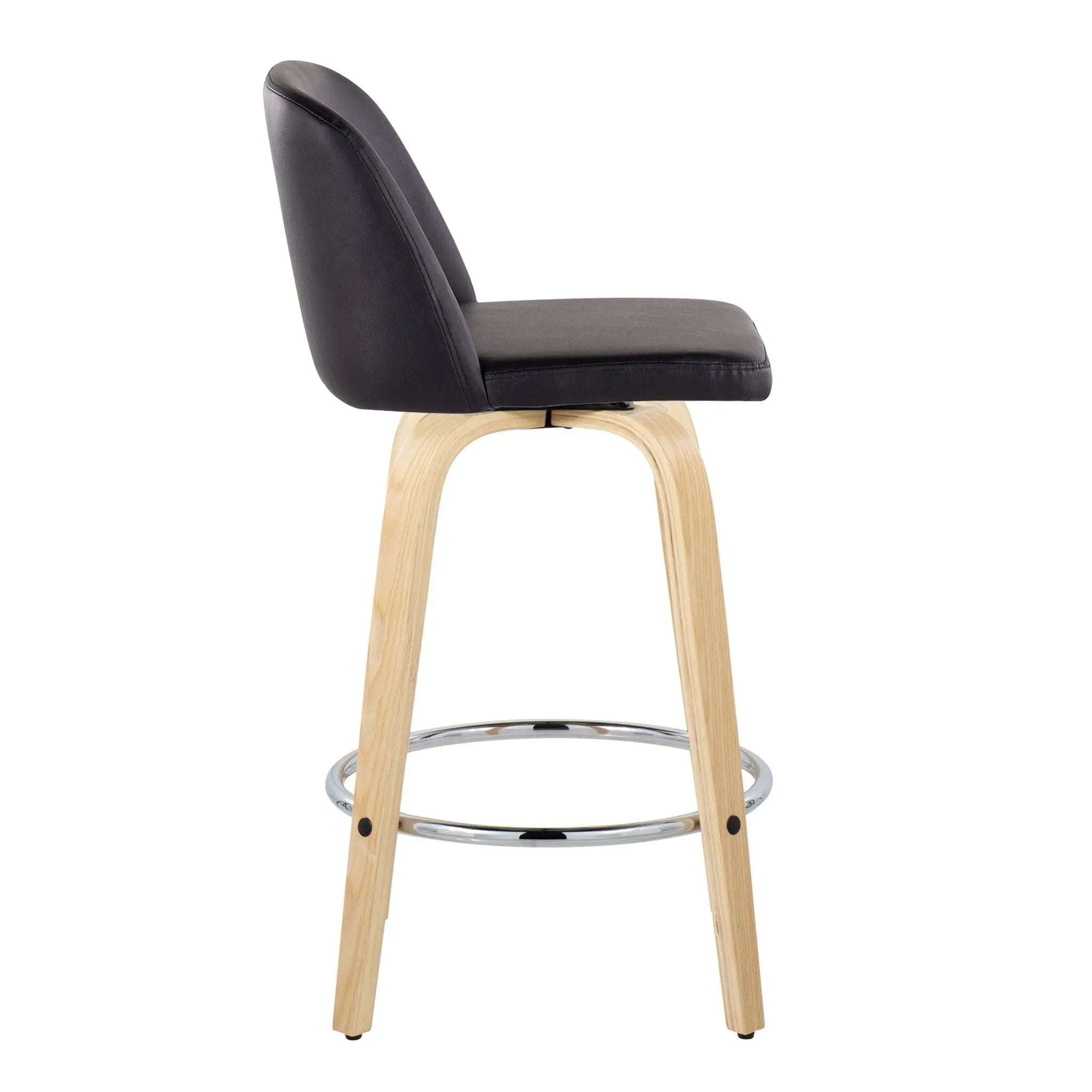 Toriano - Contemporary Fixed-Height Counter Stool With Swivel And Round Footrest (Set of 2) by HouseOfZazla