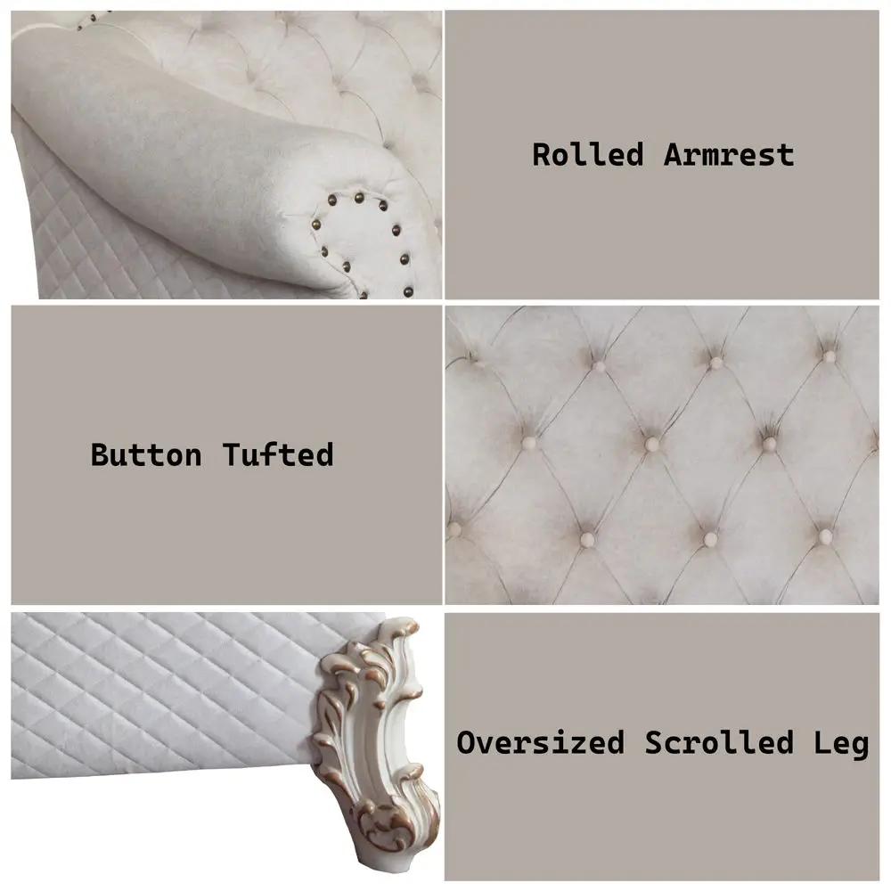 Vendome II - Loveseat With 4 Pillows - Two Tone Ivory Fabric & Antique Pearl by Unique Piece Furniture