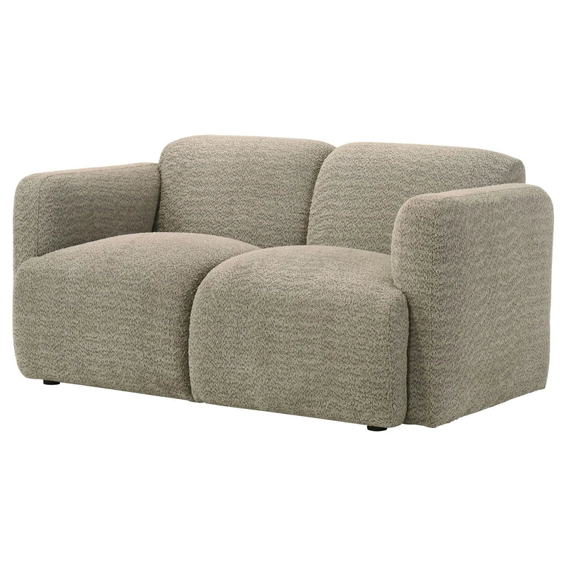 Dorset Fabric Upholstered Round Track Arm Loveseat Brown by Unique Piece Furniture