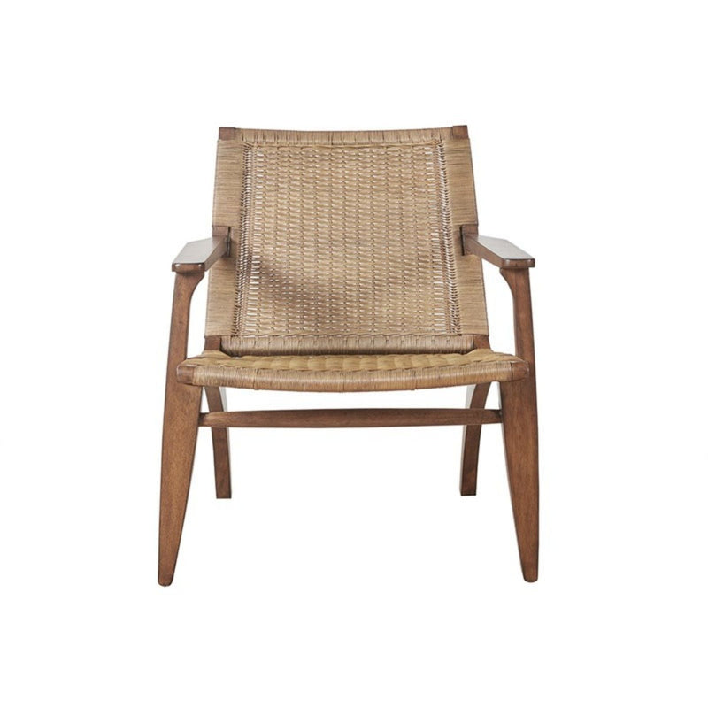 Natural Accent Chair with Solid Mahogany Frame and Rattan Back - Natural