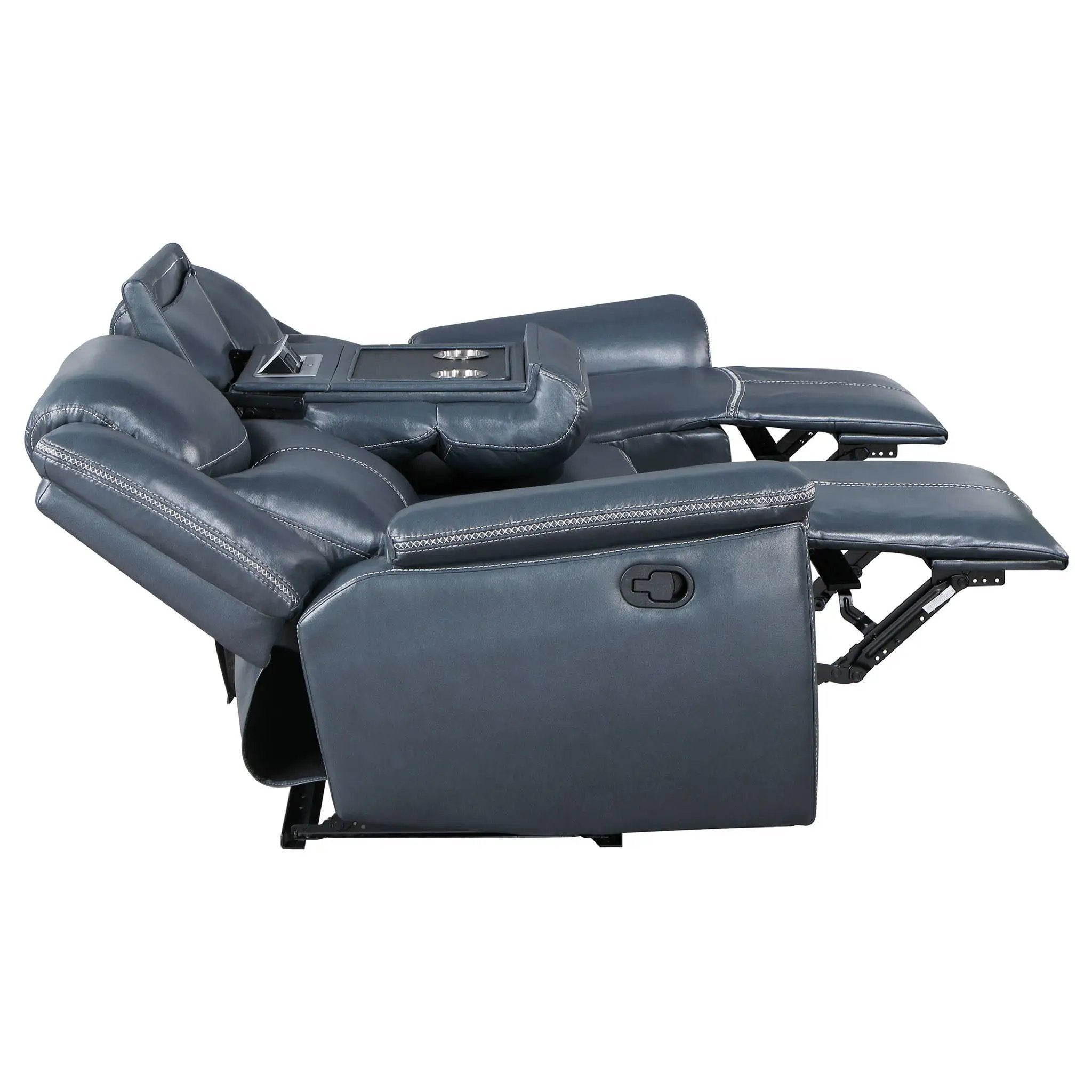 Sloane 2-piece Upholstered Reclining Sofa Set Blue by Unique Piece Furniture