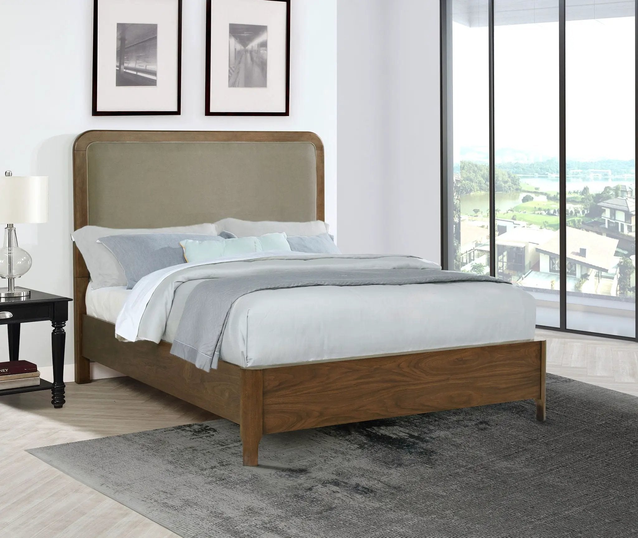 Maderia 57-inch Upholstered Queen Panel Bed Walnut by Unique Piece Furniture