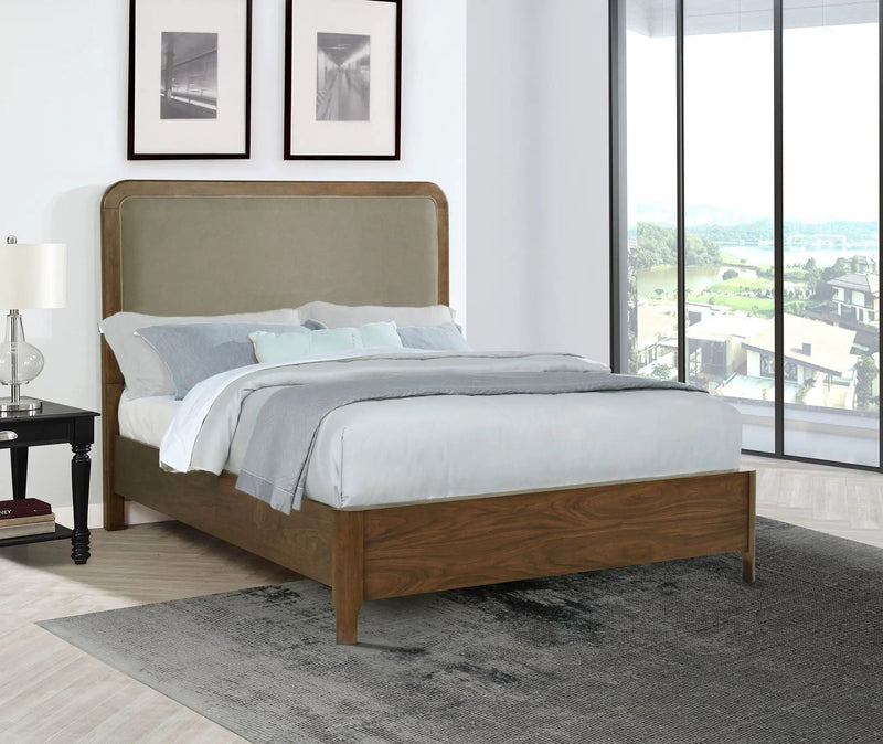 Maderia 57-inch Upholstered Queen Panel Bed Walnut by Unique Piece Furniture
