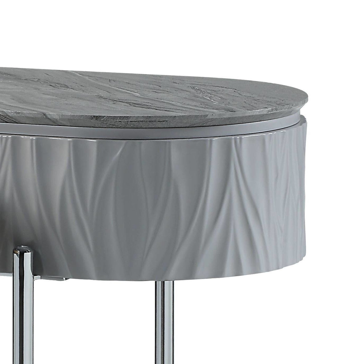 Yukino High Gloss Sofa Table with Sleek Metal Legs - Gray, photo 8 of 12