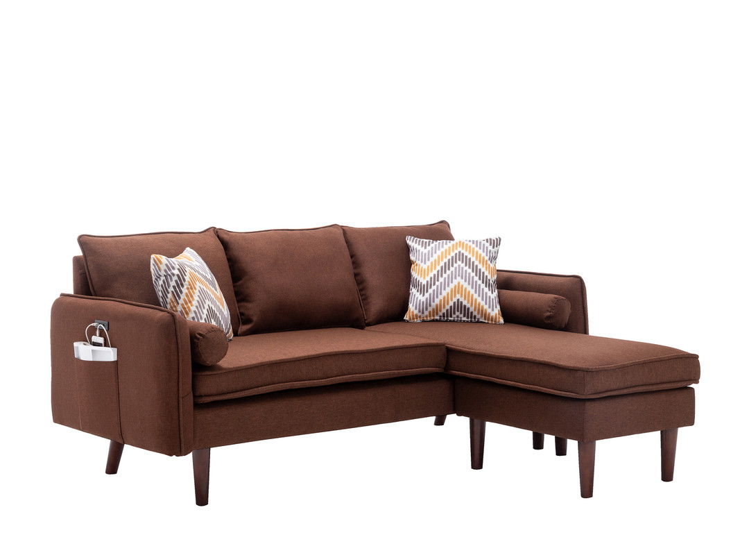 Mia Sectional Sofa Chaise With USB Charger And Pillows
