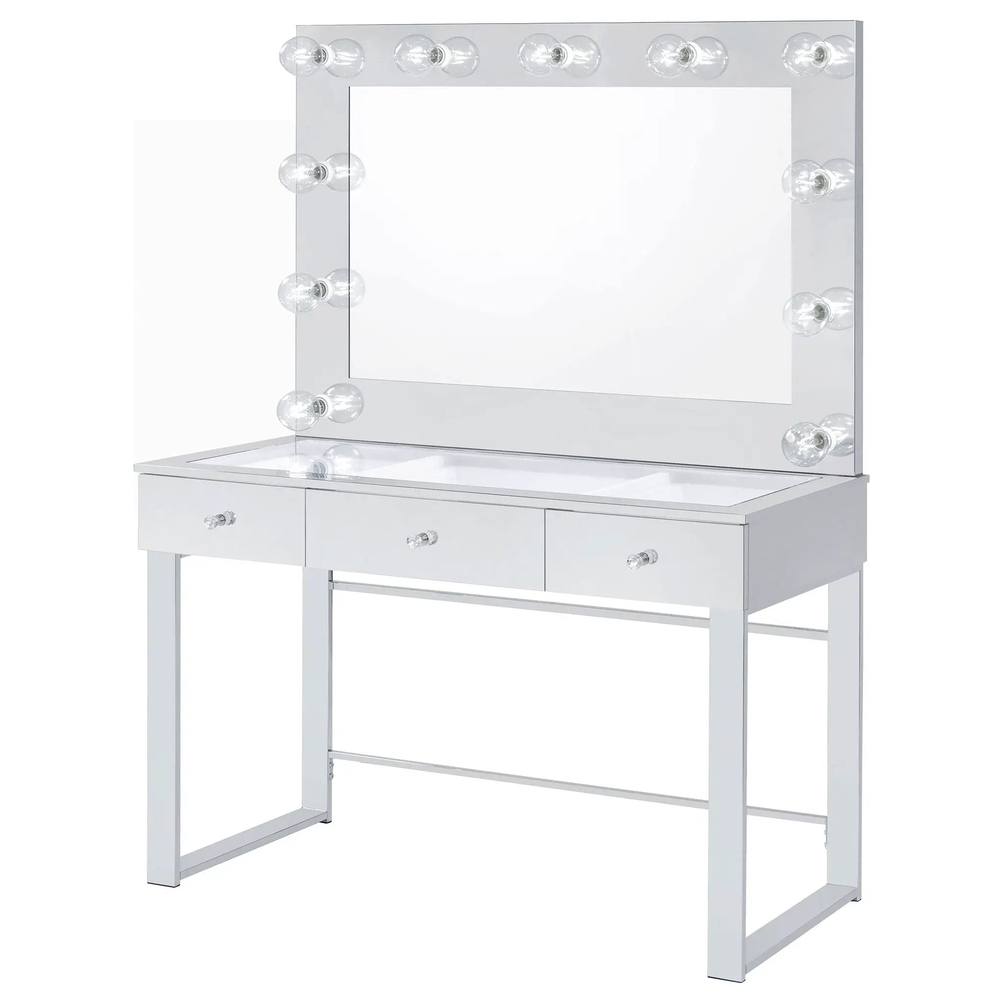 Umbridge 3-drawer Vanity Set with Lighting Chrome and White by Unique Piece Furniture