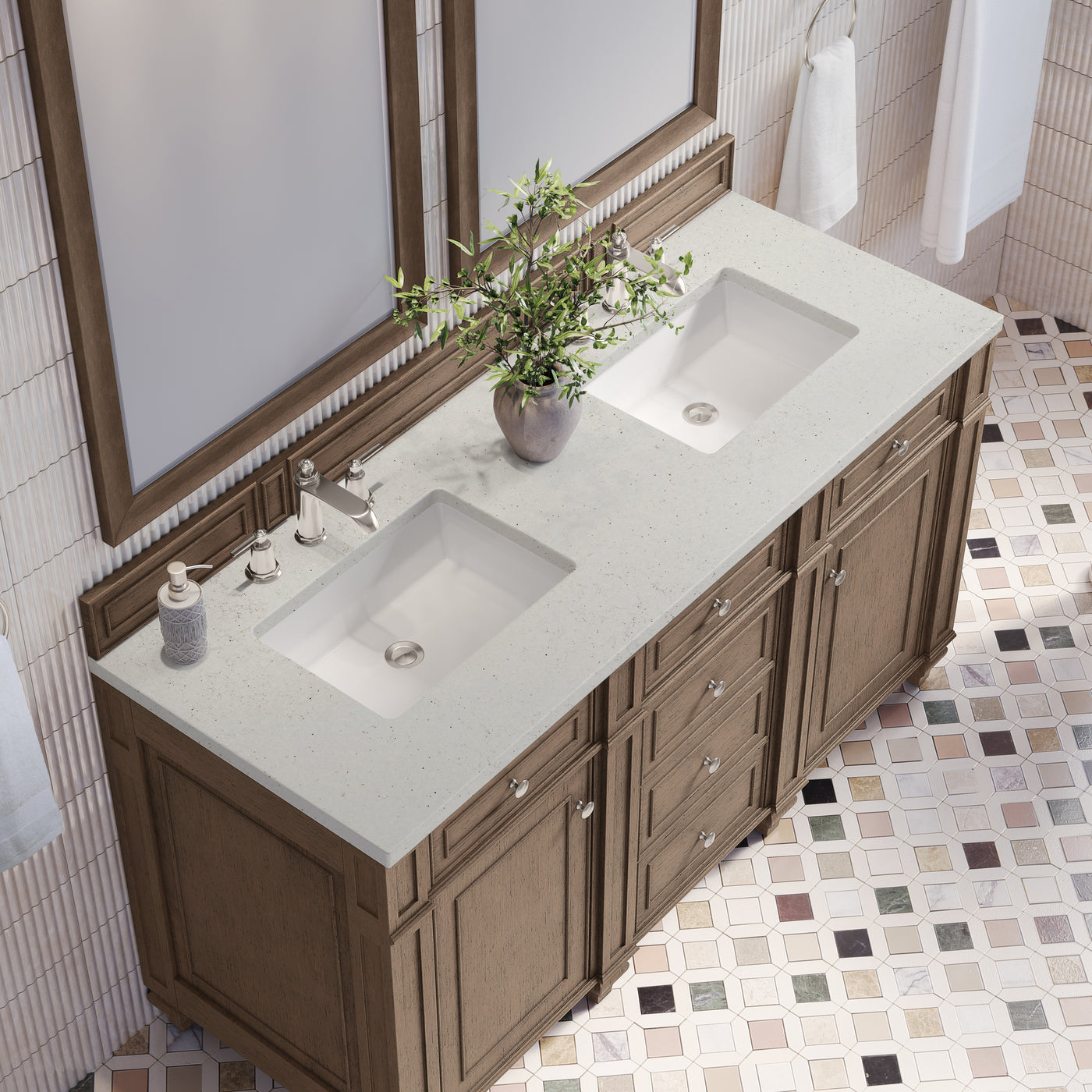 James Martin Bristol 60" Double Bathroom Vanity, Whitewashed Walnut by James Martin