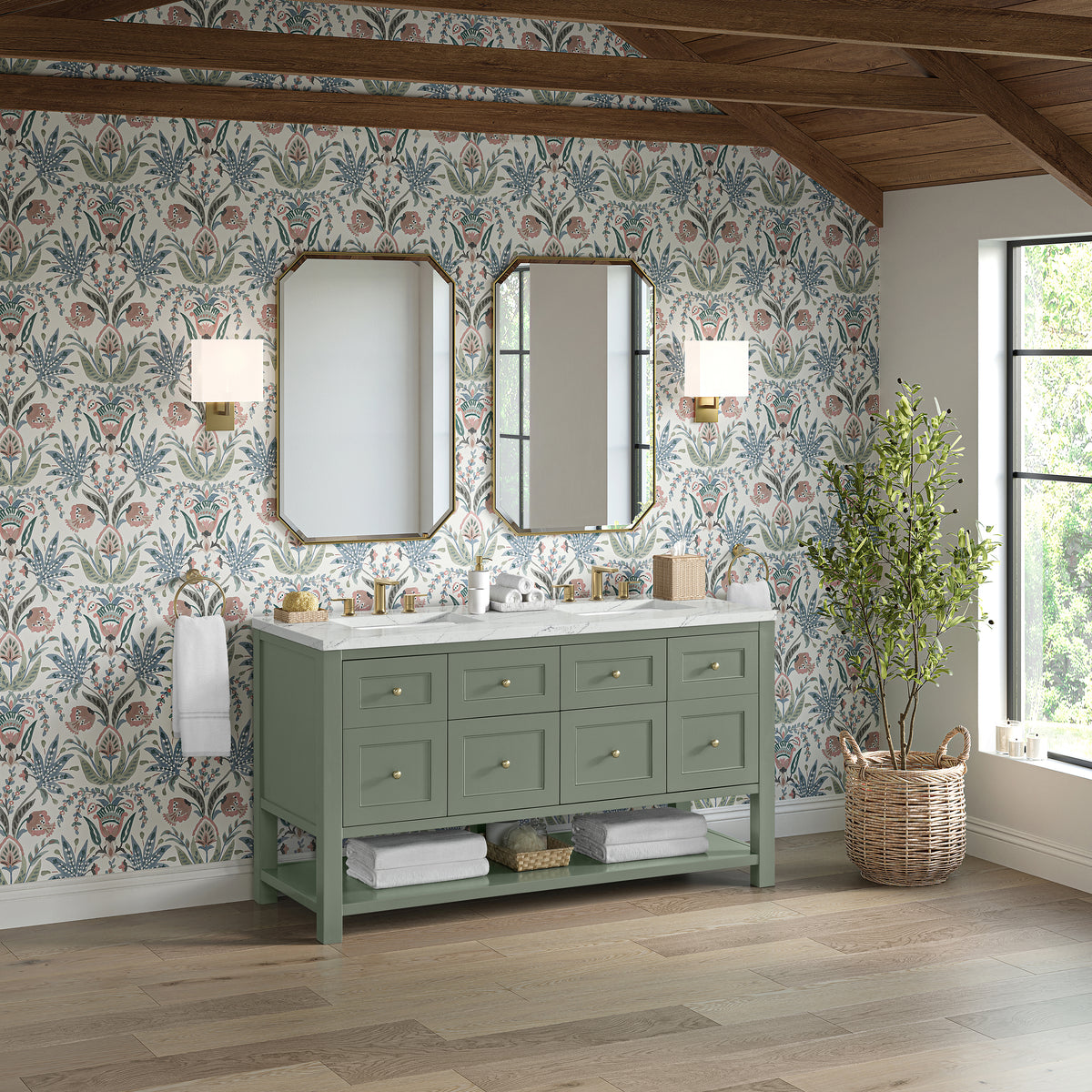 James Martin Breckenridge 60" Double Bathroom Vanity, Smokey Celadon, view 34