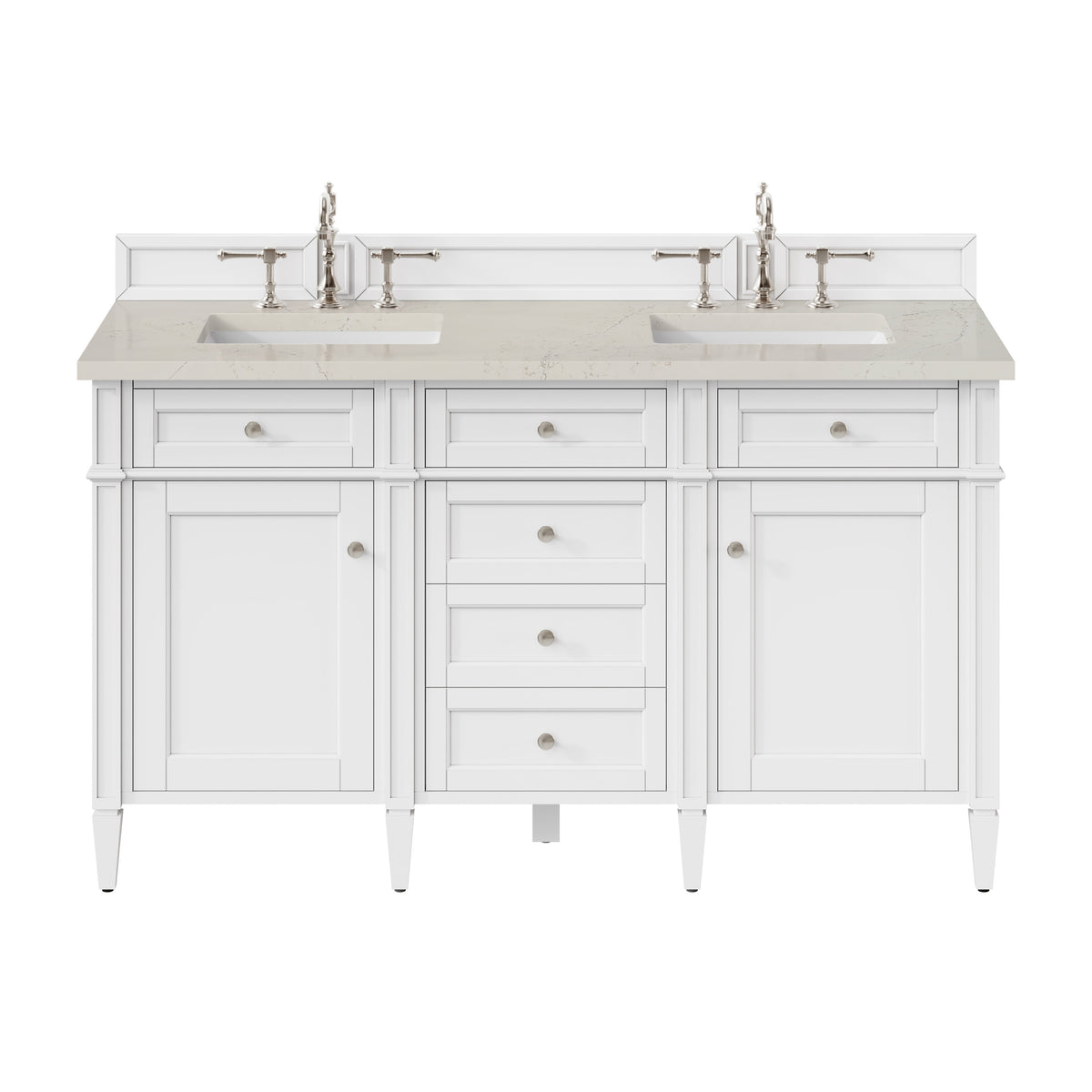 James Martin Brittany 60" Double Bathroom Vanity, Bright White with Siberian countertop