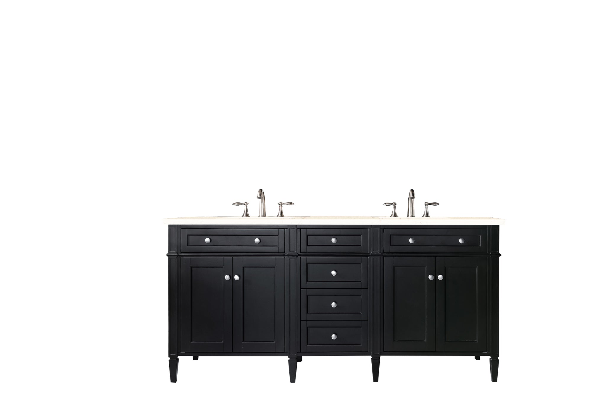 James Martin Brittany 72" Double Bathroom Vanity, Black Onyx with Eternal Marfil countertop
