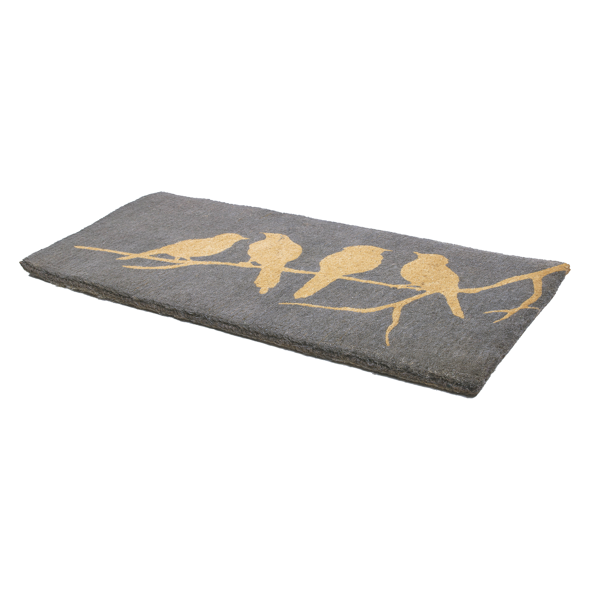 Birds On Branch - Gray Coir Doormat by Fab Habitat