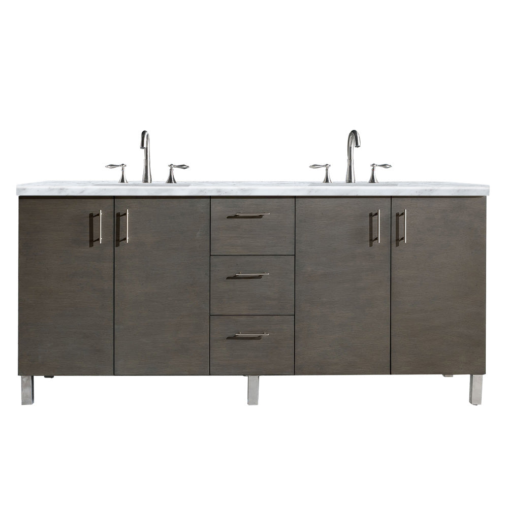 James Martin Metropolitan 72" Dual Mount Double Bathroom Vanity, Silver Oak by James Martin