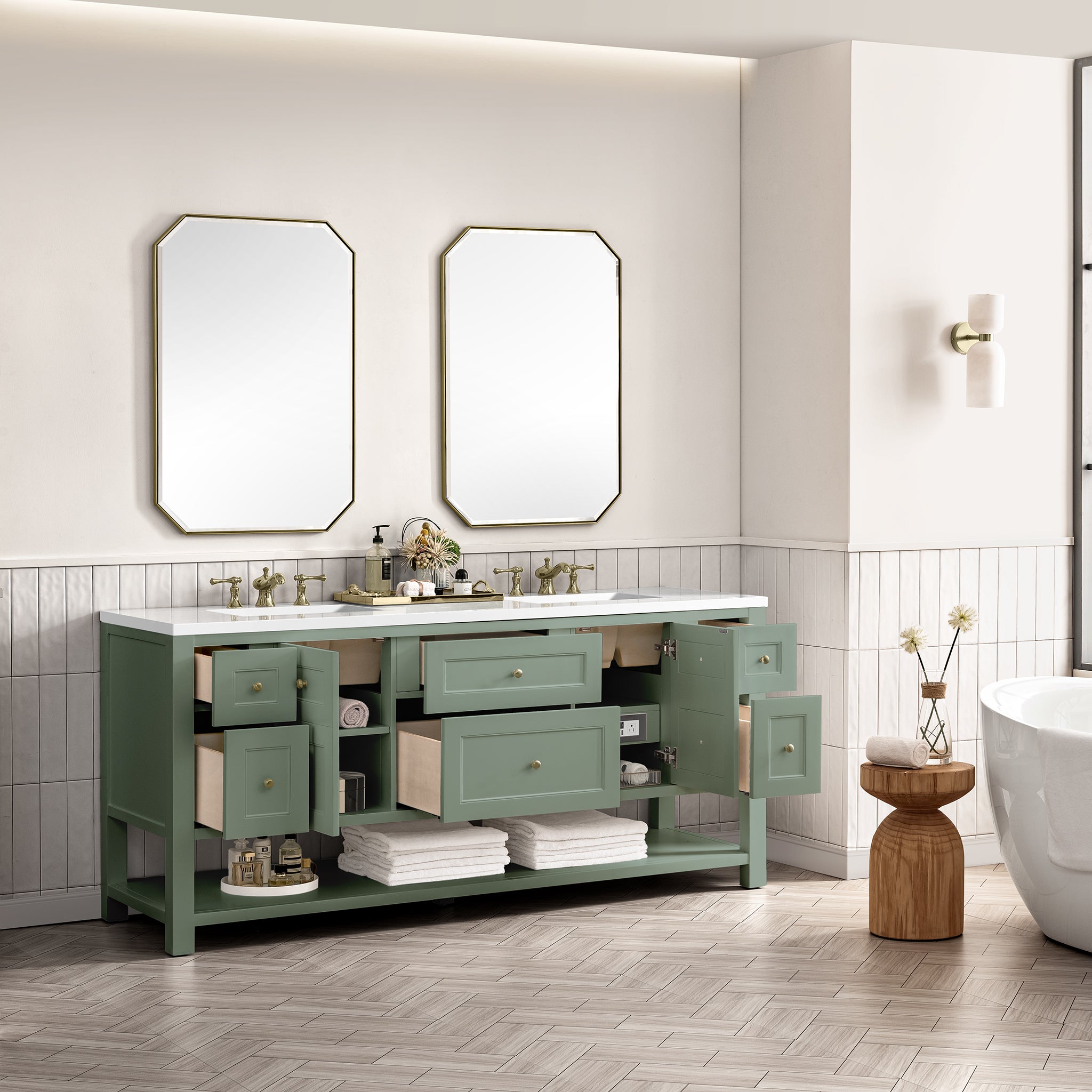 James Martin Breckenridge 72" Double Bathroom Vanity, Smokey Celadon by James Martin